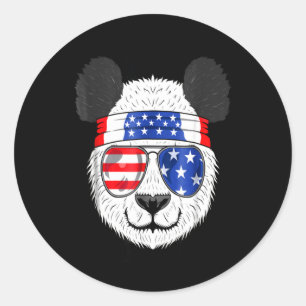 Panda Lover American Panda Is Wearing Glasses Classic Round Sticker