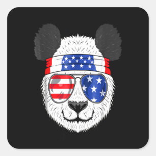 Panda Lover American Panda Is Wearing Glasses Square Sticker