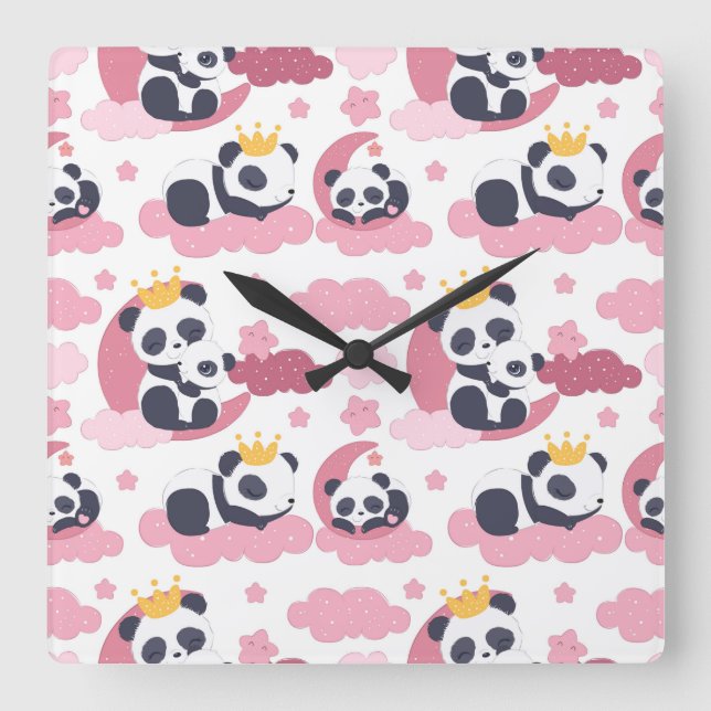 Panda Lover | I Am Nicknamed As Panda Square Wall Clock (Front)