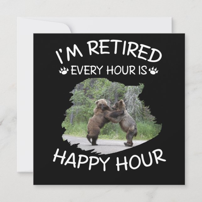Panda Lover | I'm Retired Every Hour Is Happy Hour Invitation (Front)