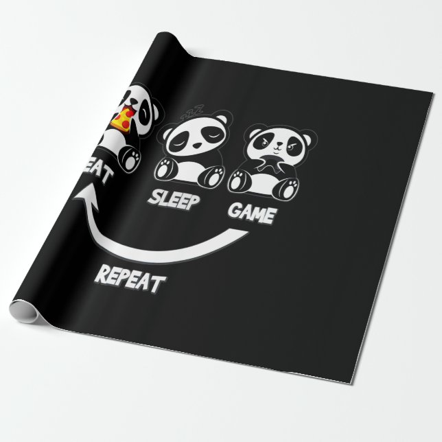 Panda Lover | Keep Calm And Love Panda Wrapping Paper (Unrolled)