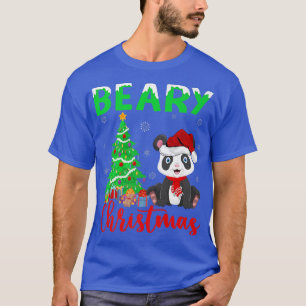 Panda Lover Xmas Lights Tree Panda Beary Christmas T-Shirt