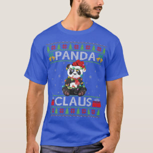 Panda Lover Xmas Lights Ugly Panda Claus Christmas T-Shirt