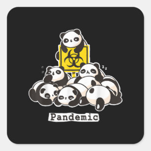 Panda Lovers   Cute Panda Funny Pandemic Square Sticker