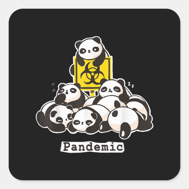 Panda Lovers | Cute Panda Funny Pandemic Square Sticker (Front)