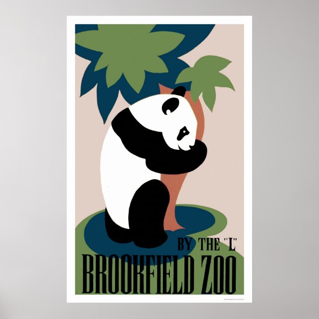 Panda Loves Tree At Zoo 1938 WPA Poster (Front)