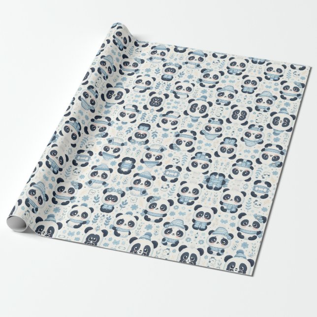 Panda Magic: Adorable Wrapping Paper Design (Unrolled)