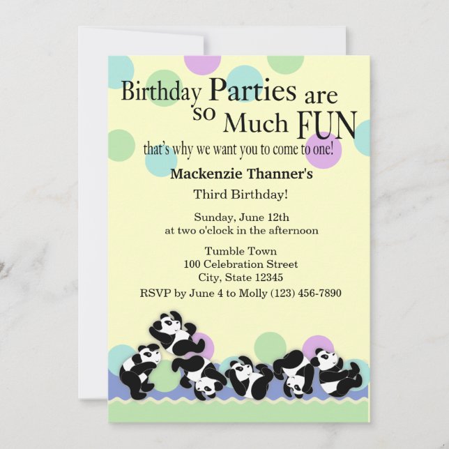 Panda Mania Invitation (Front)