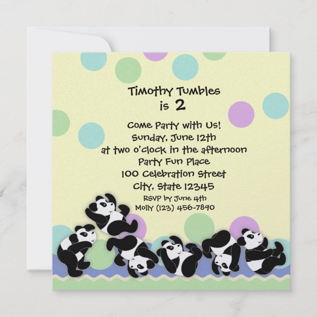 Panda Mania Invitation (Front)