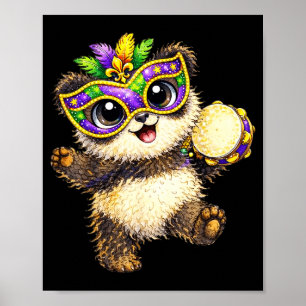 Panda Mardi Gras Nola Party Beads Cute Kids Boys G Poster
