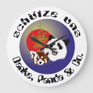 Panda Meeting Large Clock