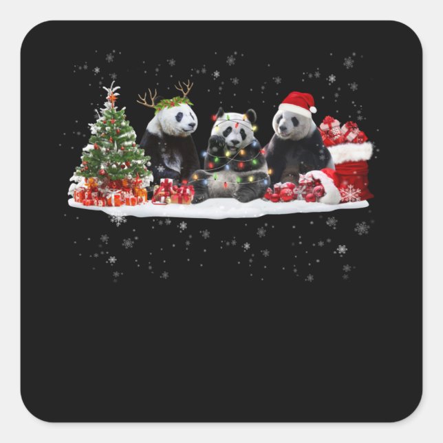 panda merry christmas gift for panda lovers square sticker (Front)