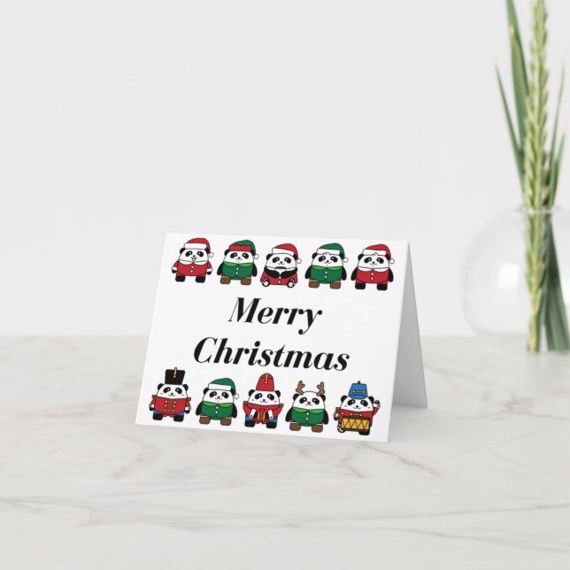Panda Merry Christmas Greeting Card Envelopes Incl (Front)