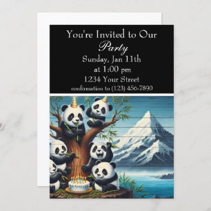 Panda-Monium Birthday Bash Invitation