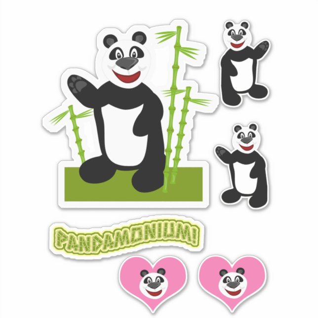 Panda-monium Cute Cartoon Panda Bear Set (Front)
