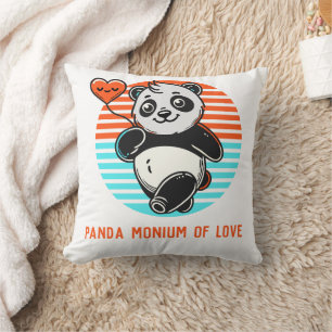 Panda Monium of Love Personalized  Cushion