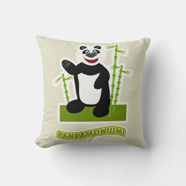 Panda-monium Panda Bear Cartoon Character Fun Cushion (Front)