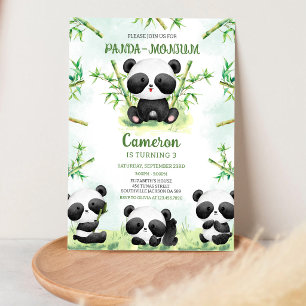 Panda-monium Panda Birthday Invitation