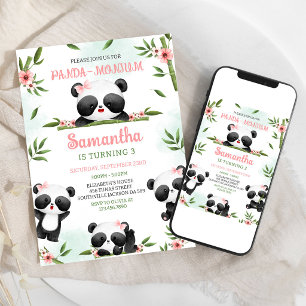 Panda-monium Panda Birthday Invitation