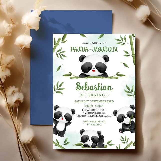 Panda-monium Panda Birthday Invitation (Creator Uploaded)