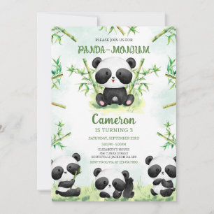 Panda-monium Panda Birthday Invitation
