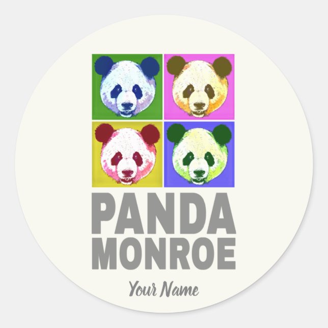 Panda Monroe Bear Pop Art Portrait Classic Round Sticker (Front)