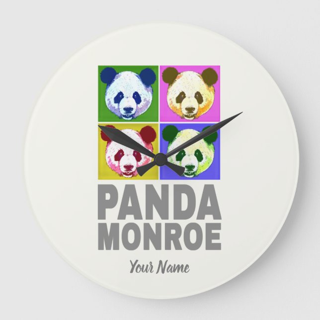 Panda Monroe Bear Pop Art Portrait Large Clock (Front)