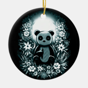 Panda Moon Ceramic Ornament