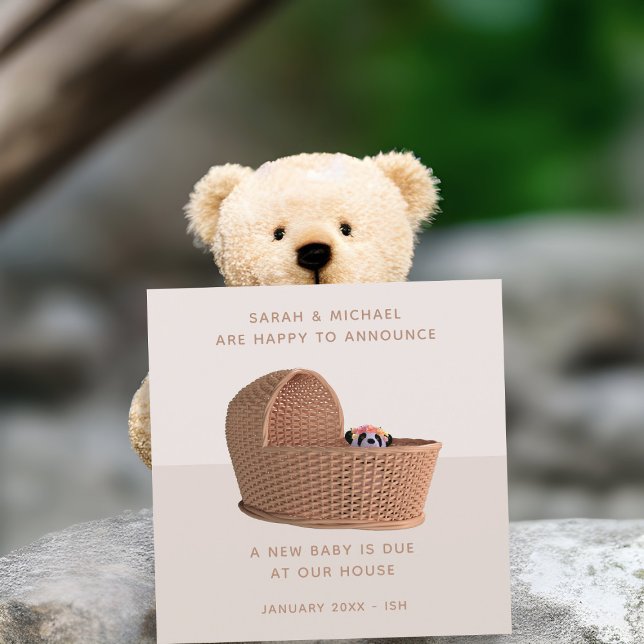 Panda Moses Basket Pregnancy Announcement Card (Creator Uploaded)