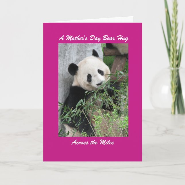 Panda Mother's Day Bear Hug Across the Miles Pink Card (Front)