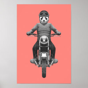 Panda Motorcyle Rider Poster