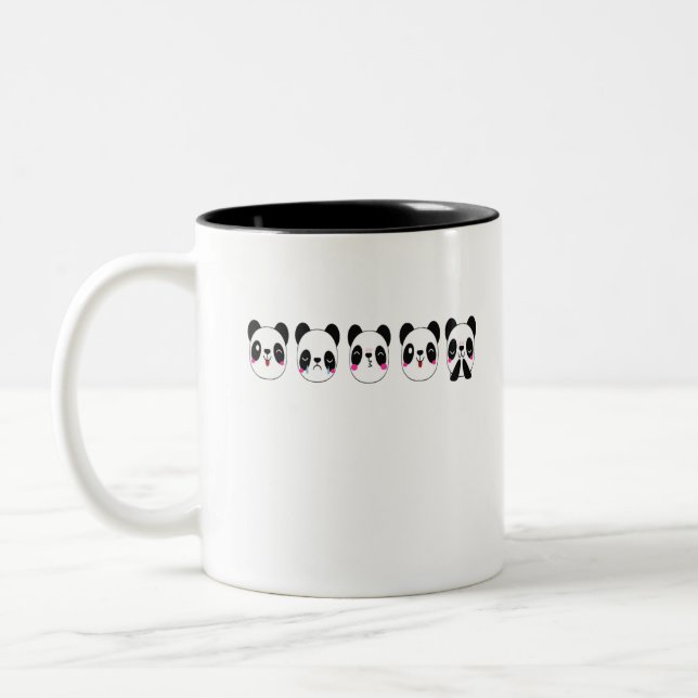 panda multi faces Two-Tone coffee mug (Left)