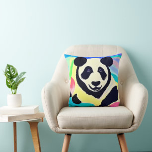Panda multicolored background cushion