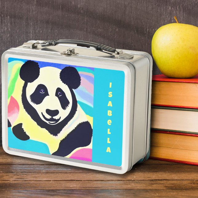 Panda multicolored background metal lunch box (Creator Uploaded)