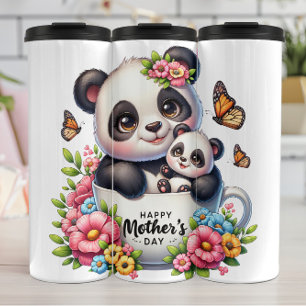 Panda Mum: Cub, Flowers, Mother's Day Thermal Tumbler