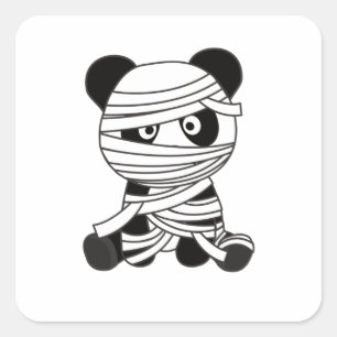 Panda Mummy Pumpkin Pandas Happy Halloween Square Sticker