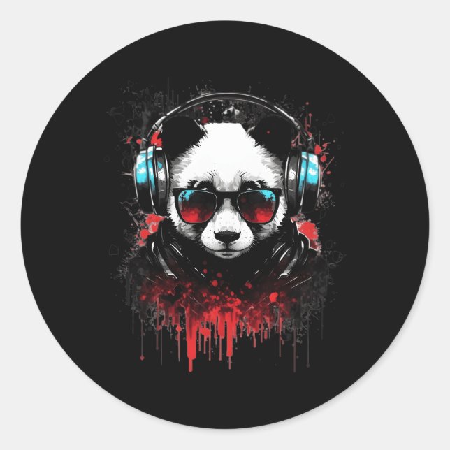 Panda Music Dj Controller Gaming Panda Classic Round Sticker (Front)