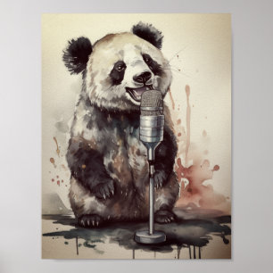 Panda Music Factory Singing Art Poster