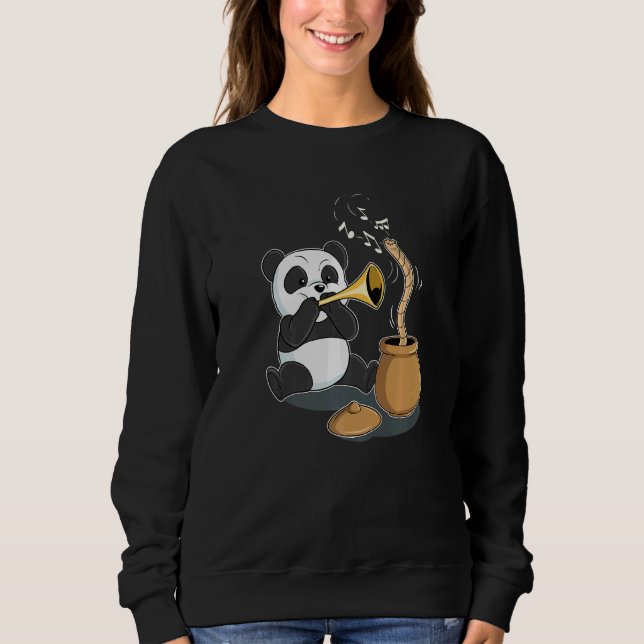 Panda Music Float Teddy Bear Musician Sweatshirt (Front)