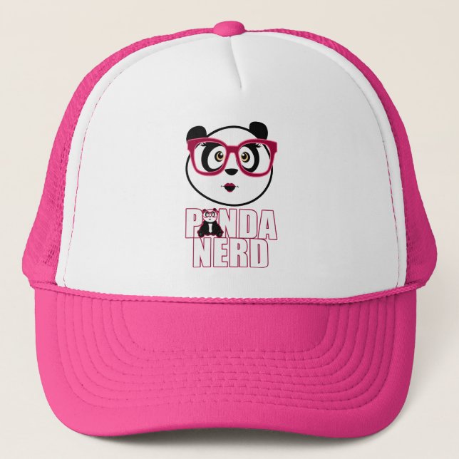 Panda Nerd Girl Trucker Hat (Front)