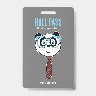Panda Nerd Hall Pass Badge ID Badge