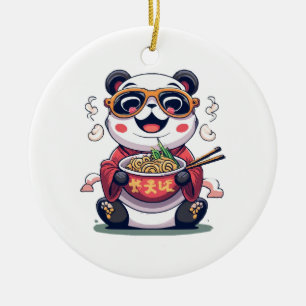 Panda Noodles Ceramic Ornament