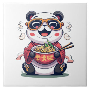 Panda Noodles Ceramic Tile