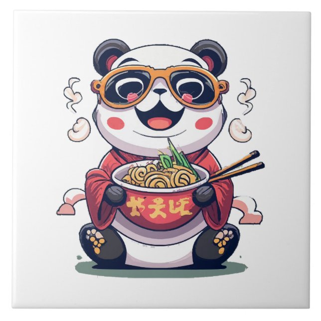 Panda Noodles Ceramic Tile (Front)