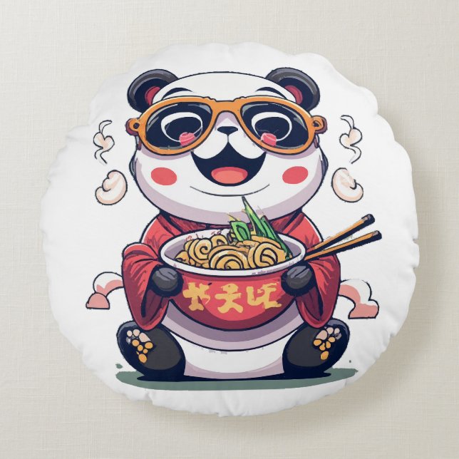 Panda Noodles Round Cushion (Front)