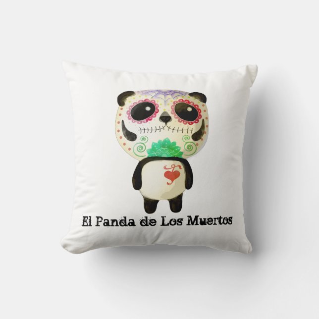 Panda of The Day of The Dead Cushion (Front)