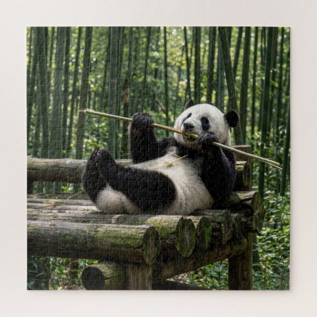 Panda on a Log Platform Jigsaw Puzzle (Vertical)