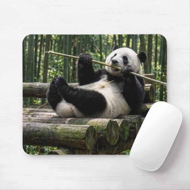 Panda on a Log Platform Mouse Pad (With Mouse)