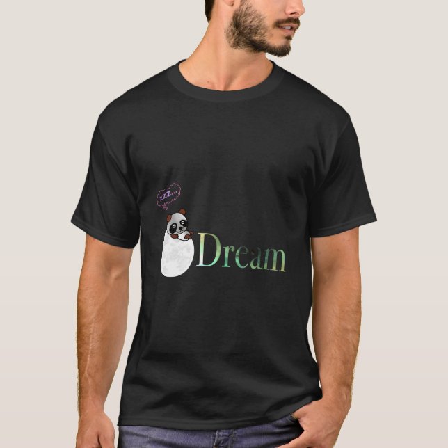 Panda On A Moon T Dreams Kawaii T-Shirt (Front)