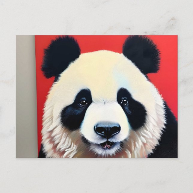 Panda on a red background postcard (Front)